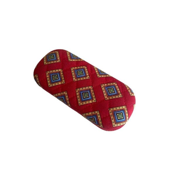 Vera Bradley Hard Shell Eye Glasses Case Villa Red Geometric Print - Picture 1 of 5